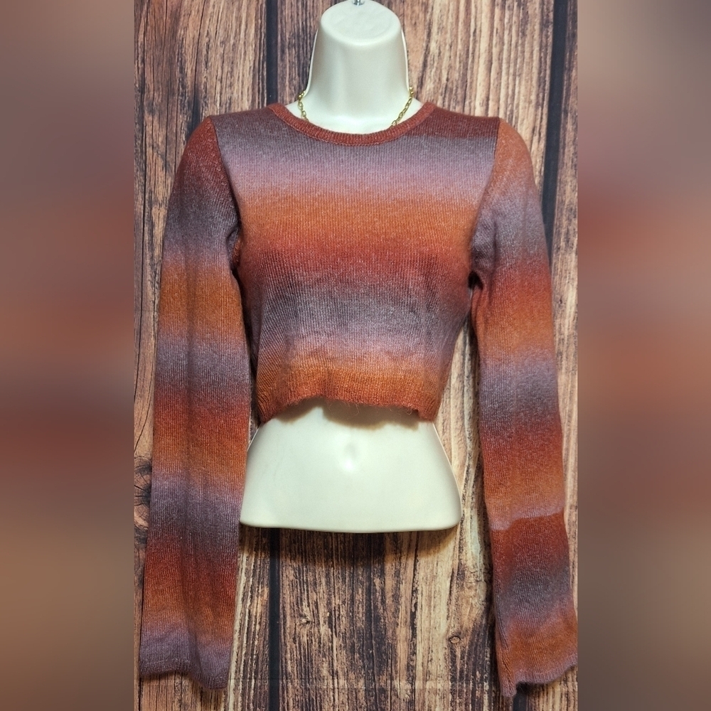 Bershka Festive Women's Sweater in Orange and Purple With Tie Back Size Medium!